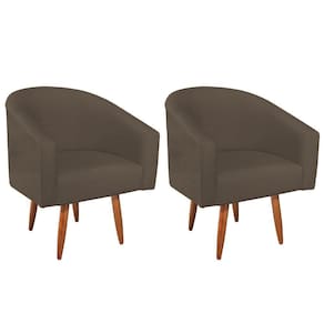 Kit 02 Poltronas Decorativas Luiza Pés Palito Suede - Doce Sonho Móveis Marrom