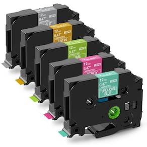 MarkDomain Substituição de fita de etiqueta compatível para irmão 12mm 0,47 Polegadas TZ TZe Multi Color Laminado Tape, para P Touch PT D210 1230PC 12