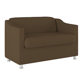 Sofá Namoradeira Sala De Espera Elegante Suede – Balaqui Cor:marrom