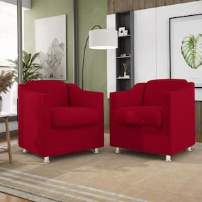 Kit 02 Poltronas Tilla Recepção Consultório Suede Balaqui Cor:vermelho