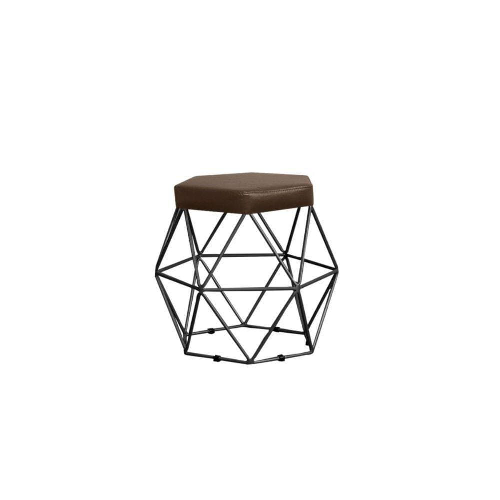 Puff Decorativo Estofado Onix Com Armação Preto Para Sala
