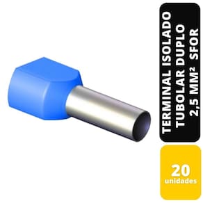Kit C/20 TERMINAL ISOLADO TUBOLAR DUPLO AZ 2,5 MM² SFOR