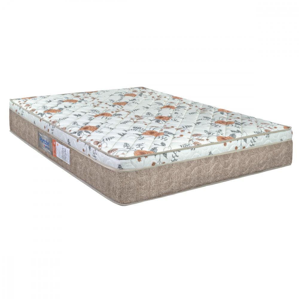 Colchao Queen Ortopedico EPS D45 158x198x25 Bege com Branco Floral Laranja Portobel