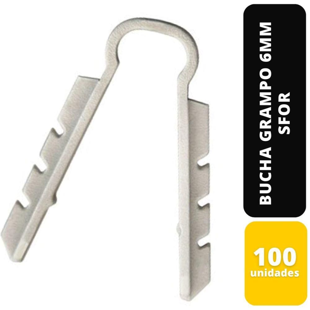Kit C/100 Bucha Grampo 6Mm Sfor
