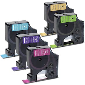 Fitas coloridas 12mm LabelManager - 5 unid. roxo, rosa, azul, verde e dourado