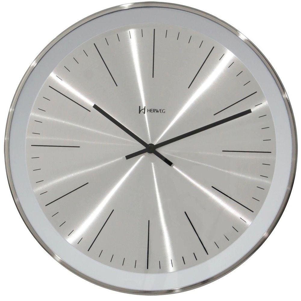 Relógio de Parede Herweg Clássico Metalizado Cromado 6497