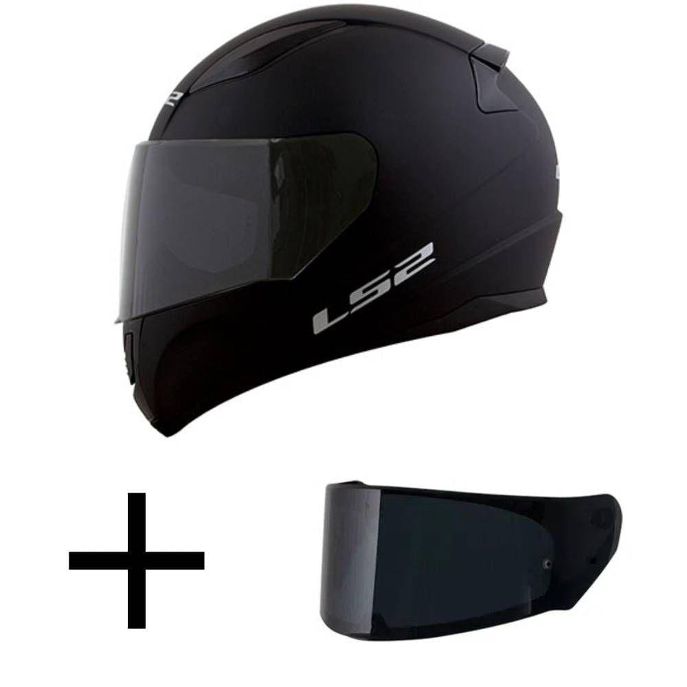Capacete LS2 FF353 Rapid Monocolor Preto Fosco Mais Viseira Fumê