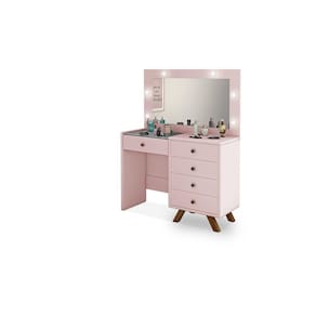 penteadeira camarim Rosa mdf alto padrão LED espelho luxo