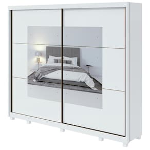 Guarda-Roupa Casal Toronto 2 Portas 6 Gavetas Com Espelho Branco