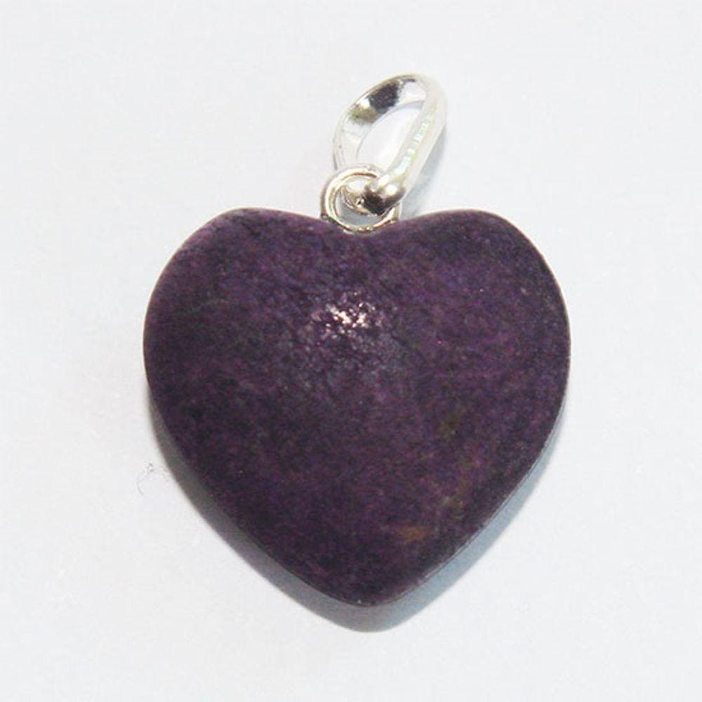 Colar Mini Coração Purpurita Natural Montagem Pino Prata 950