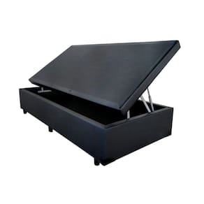 Base Box Baú Solteiro Sintético Preta - 39x88x188