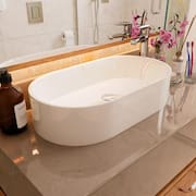 Cuba Pia De Apoio Para Banheiro Diamante em Mármore Sintético Acabamento Brilhante