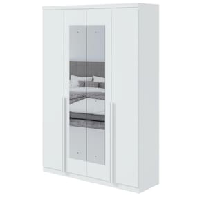 Guarda-Roupa Solteiro Alonzo 4 portas 2 Gavetas Com Espelho Branco