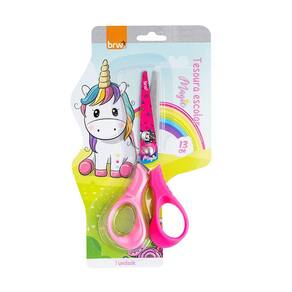 Tesoura Escolar de Aço Unicornio 13cm Magic BRW