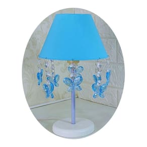 Luminária Borboletas Bebê Azul Abajur Para Mesa De Cabeceira