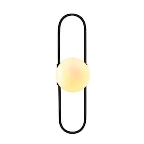 Arandela Gude Metal Preto Bola Branca Leitosa Bella