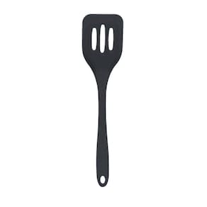 Espátula De Silicone Vazada Para Chapa Grande 28Cm - Preta