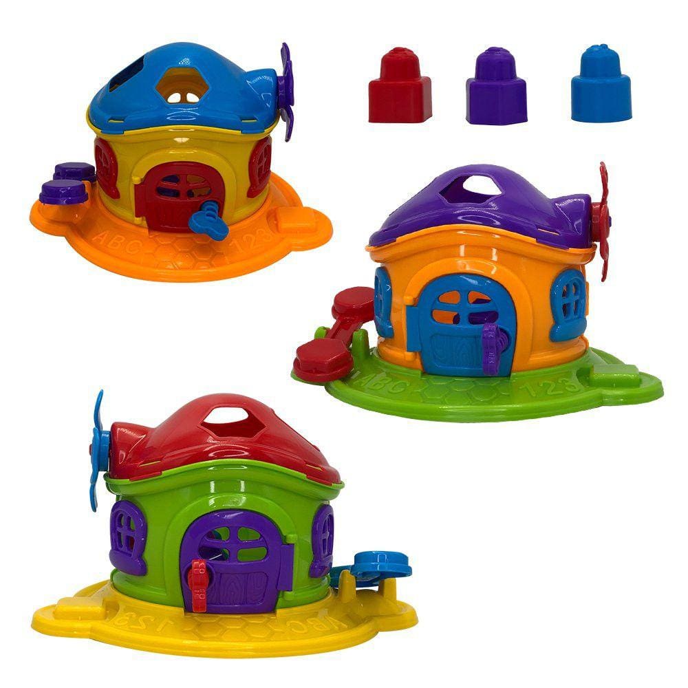 Brinquedo Casinha Cogumelo Encantado com 3 Peças para Encaixar Infantil