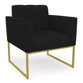 Poltrona Elisa Linho Base Metálica Industrial Dourada - D`Rossi