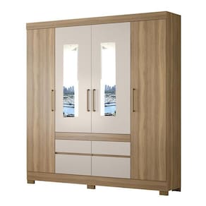 Guarda Roupa Casal Bilbao 4 Portas e 4 Gavetas com Espelho - Demóbile