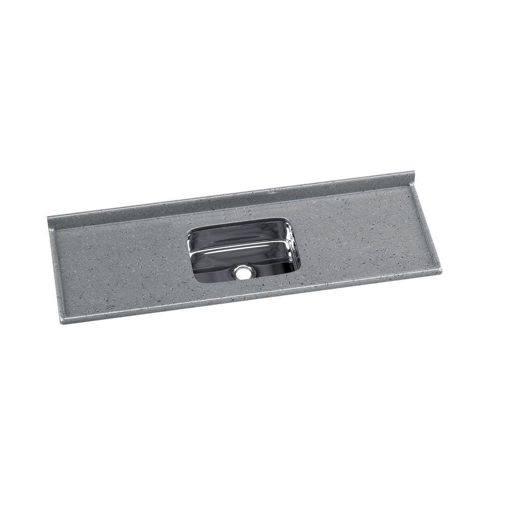 Cuba para Cozinha em Mármore Sintético Aço Inox 160x55cm Cinza