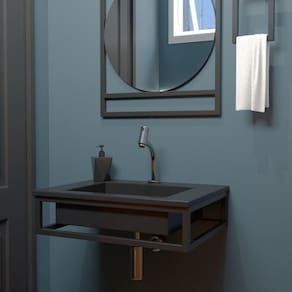 Bancada 60 x 45cm com Cuba Iron Black Venturi Preto