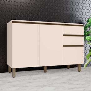 Balcão Para Pia 2 Gavetas 3 Portas Aurora Espresso Móveis Off White