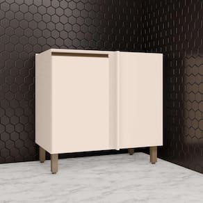 Balcão Para Cozinha Canto Reto 1 Porta Aurora Espresso Móveis Off White