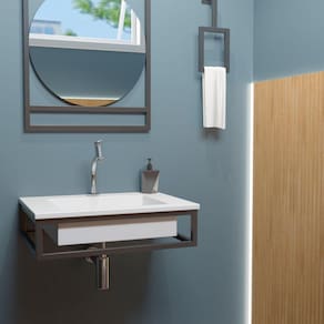 Bancada 60 x 45cm com Cuba Iron Black Venturi Preto/Branco