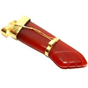 Colar Figa Pedra Agata Cornalina Natural Montagem Dourado