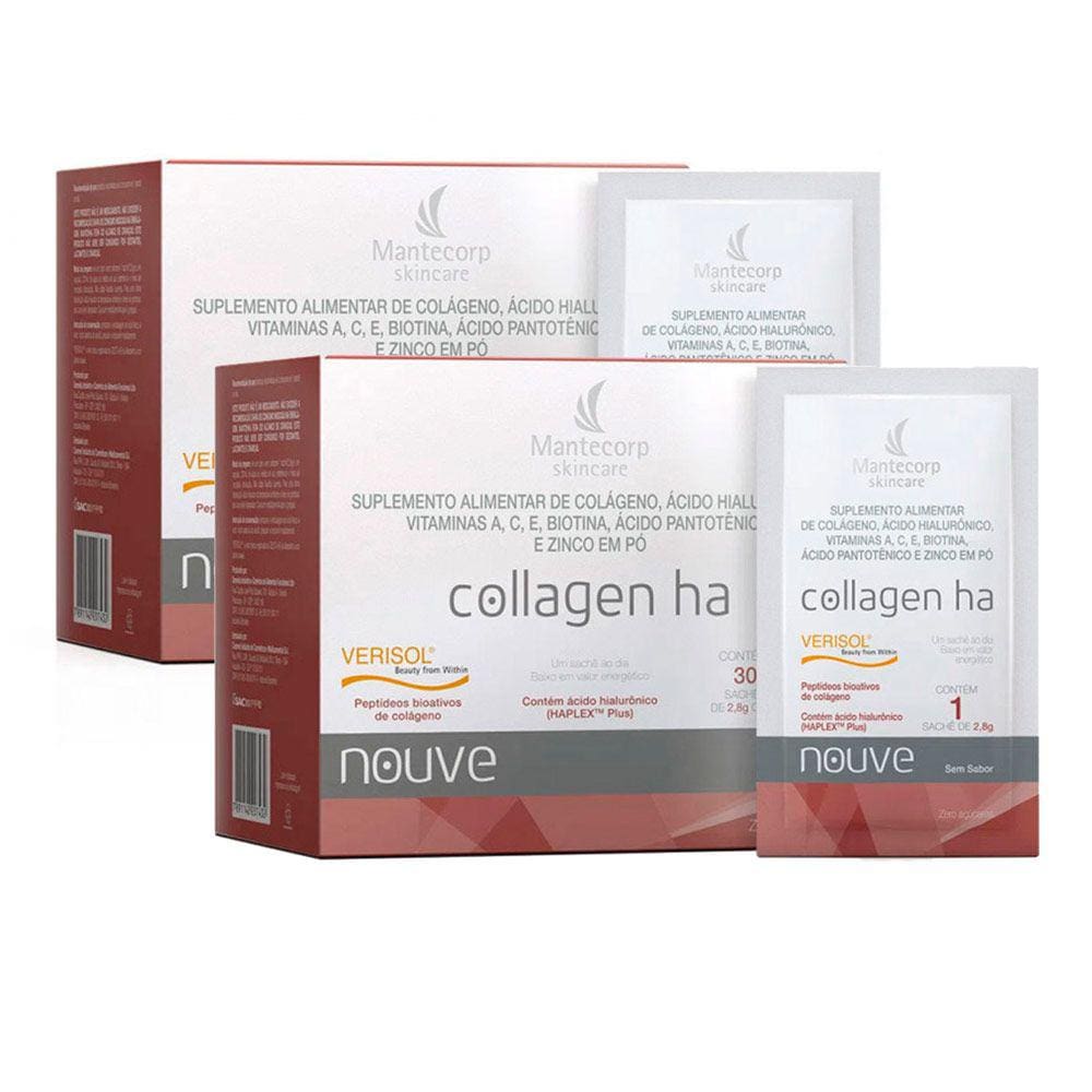 Kit 2 Nouve Collagen HA Colágeno Verisol com 30 Sachês de 2.8g cada