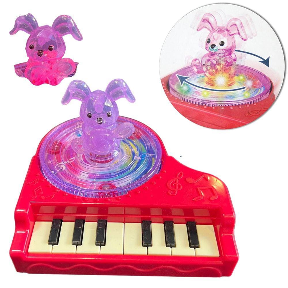 Piano Infantil Com Banquinho Importway Rosa