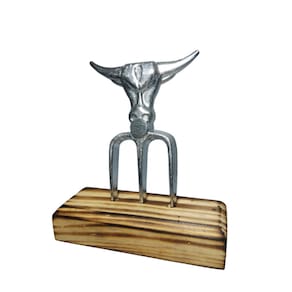 Garfo Para Carne Churrasco Boi Tridente Com Suporte