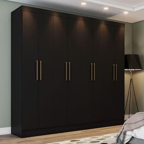 Guarda Roupa Casal 8 Portas 4 Gavetas Lara Casa 812 Preto Hp