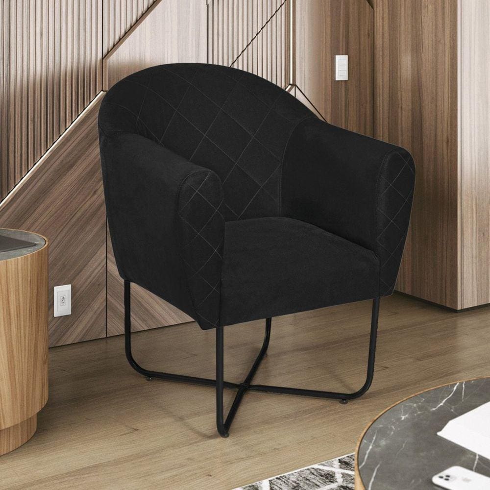 Poltrona Base X Suede Herrera Preto