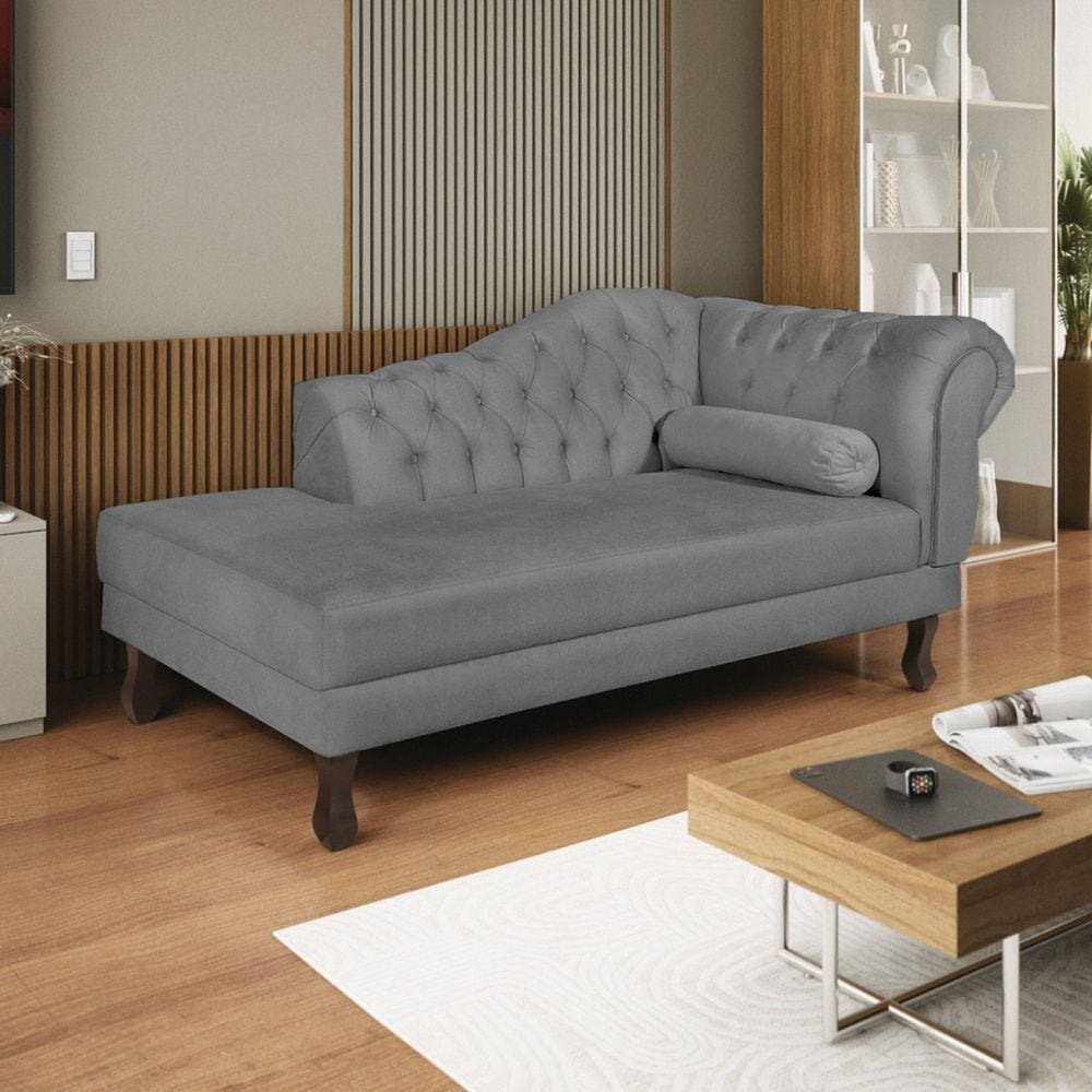 Diva Recamier Dora 140cm Lado Esquerdo Sintético Cinza
