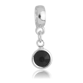 Pingente Berloque Cristal Preto Pandora Banhado a Prata 925