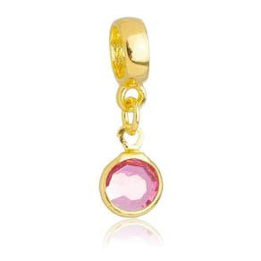 Pingente Berloque Cristal Rosa Pandora Banhado a Ouro 18k