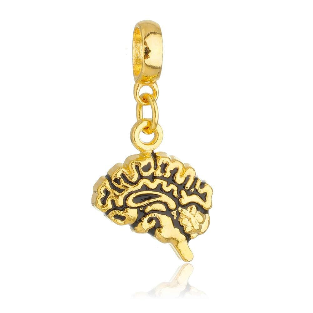 Pingente Berloque Cérebro Psicologia Pandora Banhado a Ouro 18k