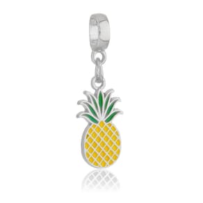 Pingente Berloque Abacaxi Fruta Pandora Banhado a Prata 925