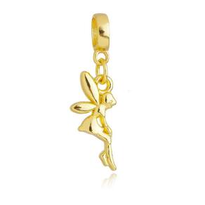 Pingente Berloque Fada Sininho Pandora Banhado a Ouro 18k