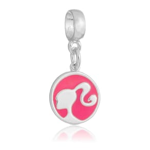 Pingente Berloque Barbie Redonda Pandora Banhado a Prata 925
