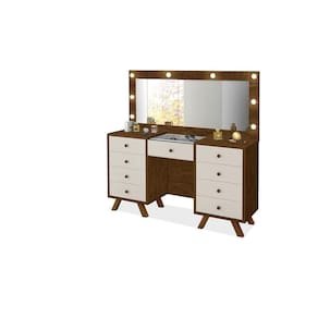 penteadeira camarim Malbec -Off White MDF alto padrão LED espelho