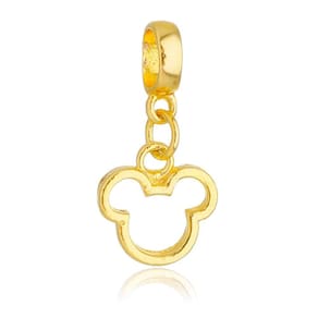 Pingente Berloque Mickey Vazado Disney Pandora Banhado a Ouro 18k