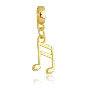 Pingente Berloque Nota Musical Pandora Banhado a Ouro 18k