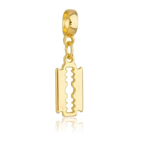 Pingente Berloque Lâmina de Barbear Pandora Banhado a Ouro 18k