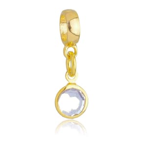 Pingente Berloque Cristal Transparente Pandora Banhado a Ouro 18k