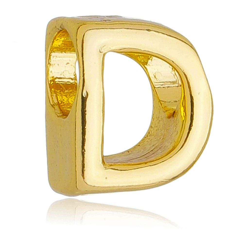 Berloque Letra D Separador Pandora Banhado a Ouro 18k - Premium