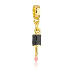 Pingente Berloque Pincel de Maquiagem Pandora Banhado a Ouro 18k - Premium