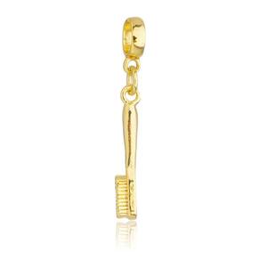 Pingente Berloque Escova de Dente Pandora Banhado a Ouro 18k - Premium
